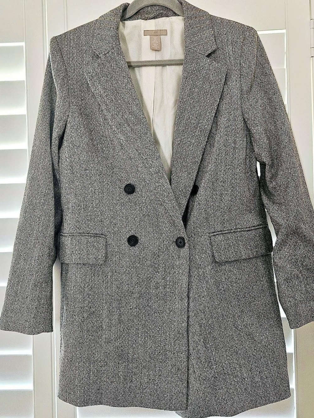 Relaxed Fit Herringbone Blazer Jacket